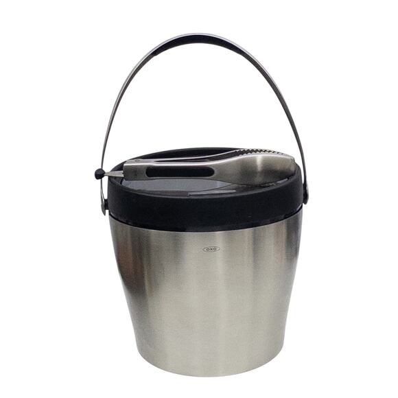 OXO Stainless Steel Ice Bucket & Tong Hinged Lid Handle 4 Quart - Picture 2 of 5